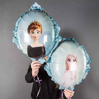 Фольгированный шар "Двустороннее зеркало Анна и Эльза"