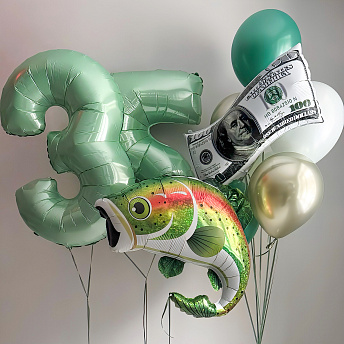 Композиция из шаров "Денежная рыбка" 