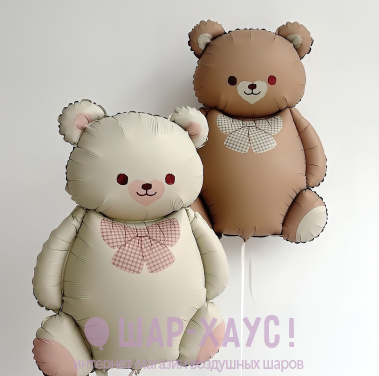Фольгированная фигура "Мишка с бантом сатин" фото
