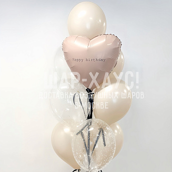 Фонтан из 10 шаров "Лаконичный беж"