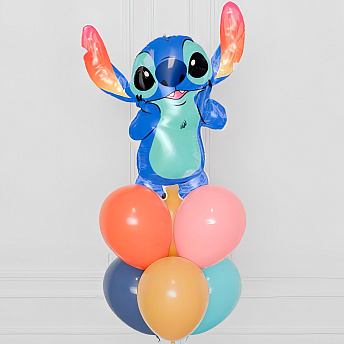 Фонтан из 7 шаров "Стич - яркие ушки"