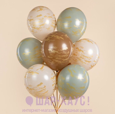 Воздушные шары "Золотой камуфляж, Ассорти, пастель" фото
