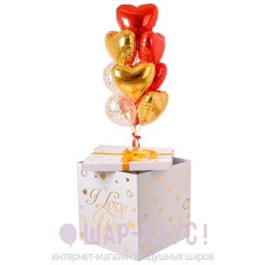 Коробка сюрприз с шарами "Gold Love" фото
