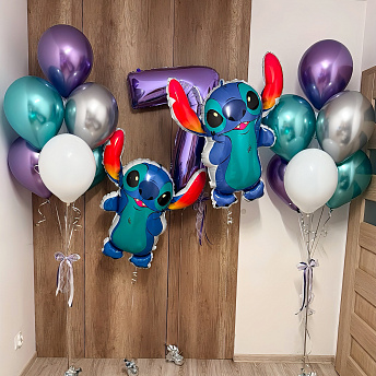Композиция из шаров "Стич! Двойное веселье" 