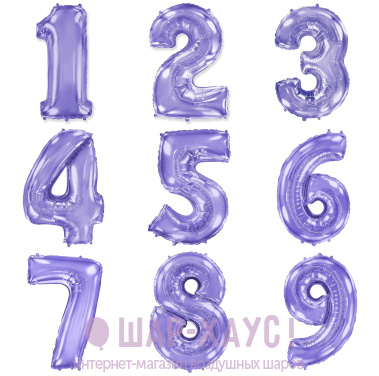 Фольгированные шары цифры "Сиреневые" 1 шт. (102 см) фото
