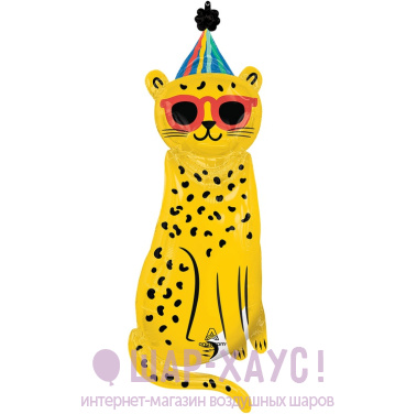 Фольгированная фигура "Леопард в очках и колпаке" фото