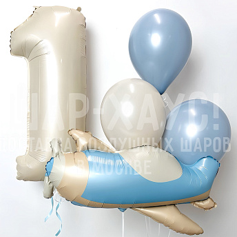 Композиция из шаров "Самолетик на годик" 