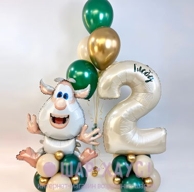 Напольная композиция из шаров "Зеленый Буба" фото