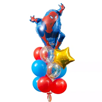 Букет из воздушных шаров с человеком пауком