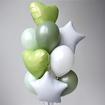 Букет из воздушных шаров с гелием "Салатовый"