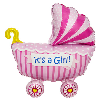 Фольгированная фигура "Коляска it is a girl"
