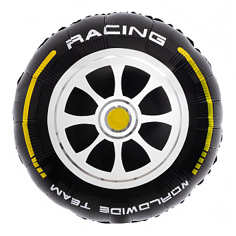 Фольгированный круг "Гоночное колесо, Черный/Желтый"