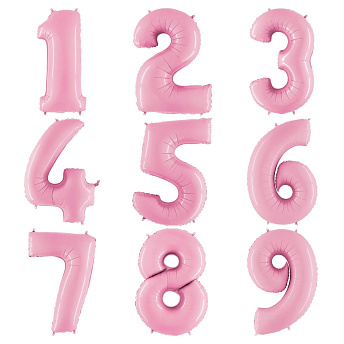 Фольгированные шары цифры "Нежно-розовые" 1 шт. (102 см)