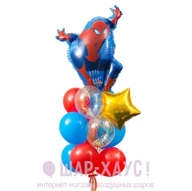 Букет из воздушных шаров с человеком пауком фото