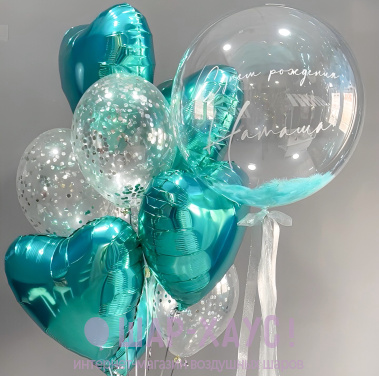 Композиция из шаров "Глянцевый Тиффани"  фото