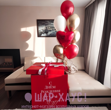Коробка-сюрприз с шарами "Любимой подруге" фото
