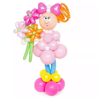 Фигура из шариков "Девочка с букетом цветов"