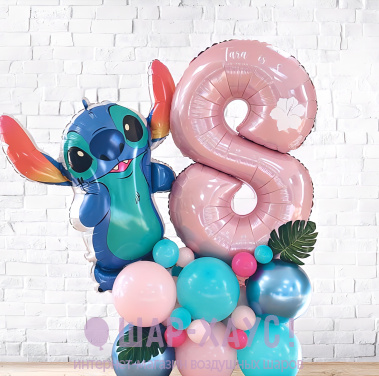 Стойка из воздушных шаров "Стич для девочки" фото