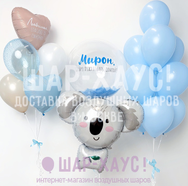 Композиция из шаров "Коала мальчику"  фото