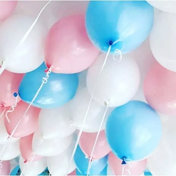 Воздушные шары под потолок "Белый розовый голубой"