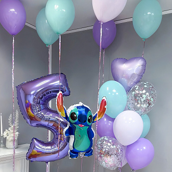 Композиция из шаров "Стич - мятное настроение" 