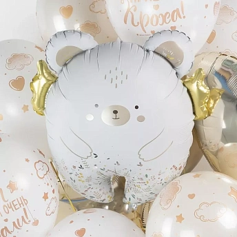 Фольгированный шар "Мишка с золотыми крылышками"