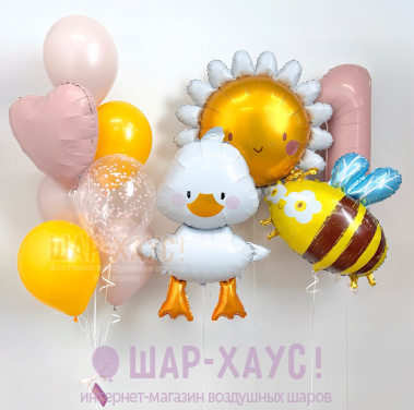 Композиция из шаров "Полянка"  фото