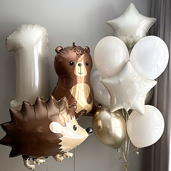 Композиция из шаров "Ежик и мишка" 