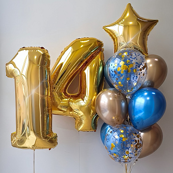 Композиция из шаров "Золотая лазурь" 