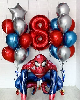 Композиция из шаров "Человек паук с цифрой"