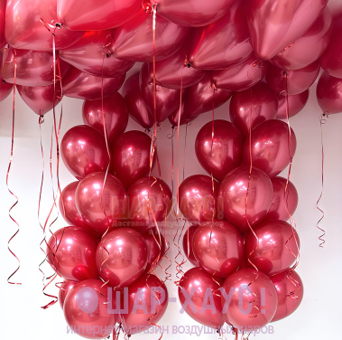 Композиция из шаров "Красный хром"  фото