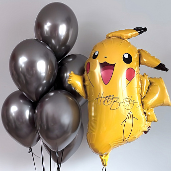 Композиция из шаров "Графитовый Пикачу" 