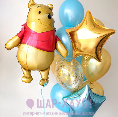 Композиция из шаров "Винни пух и фонтан" фото