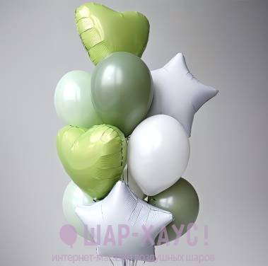 Букет из воздушных шаров с гелием "Салатовый" фото
