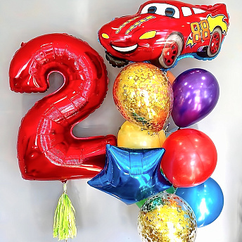 Композиция из шаров "Разноцветная тачка" 