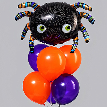 Фонтан из воздушных шаров "Яркий паучок"