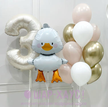 Композиция из шаров "Нежный гусик"  фото
