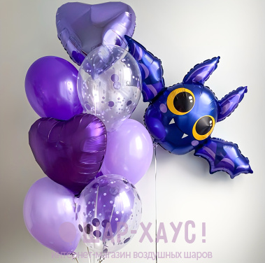 Композиция из шаров "Фиолетовая Летучая мышка"  фото