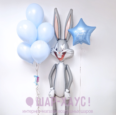 Композиция из шаров "Багз Банни - фонтан и звездочка"  фото