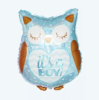 Фольгированная фигура "Голубой Совенок для малыша мальчика"