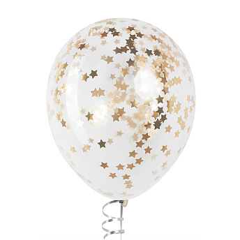 Воздушный шар с конфетти "Золото хром звезды" 