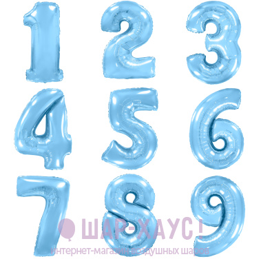 Фольгированные шары цифры "Голубые" 1 шт (102 см) фото