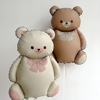 Фольгированная фигура "Мишка с бантом сатин"