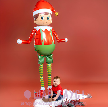 Ходячая фольгированная фигура "Новогодний Эльф" 165 см фото