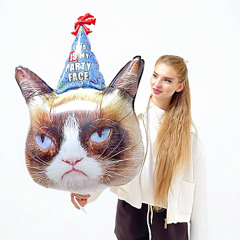 Фольгированная фигура "Недовольный кот в колпаке" 