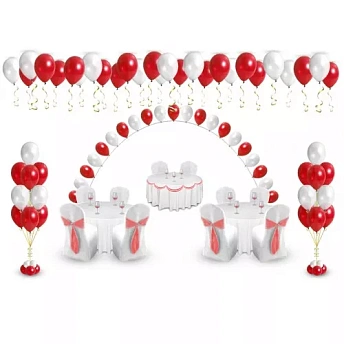 Украшение воздушными шарами на свадьбу "В красно-белых цветах" 150 шаров