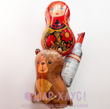 Фонтан из фольгированных фигур "RUSSIAN MISHKA" фото