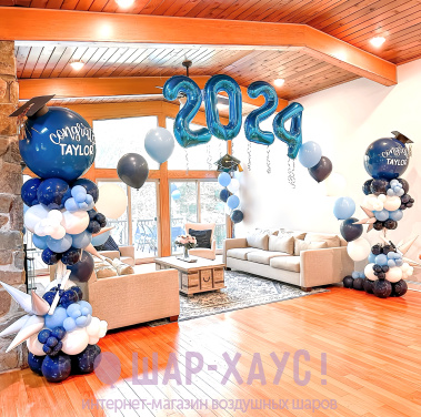 Оформление на выпускной в синих тонах фото