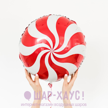 Фольгированный круг "Карамелька красная" фото