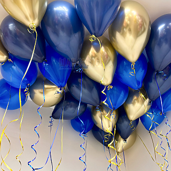 Шары с гелием под потолок "Золотые сапфиры"